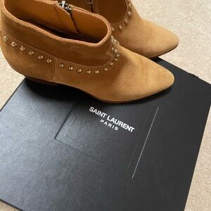 Saint Laurent Tan Suede Ankle Boots 37